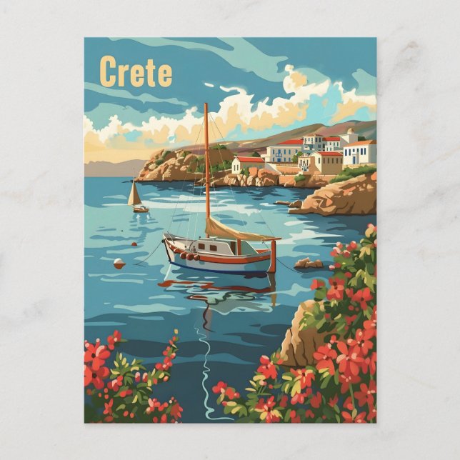 Crete Greece Vintage Postcard (Front)
