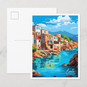 Crete Greece vintage travel illustration Postcard