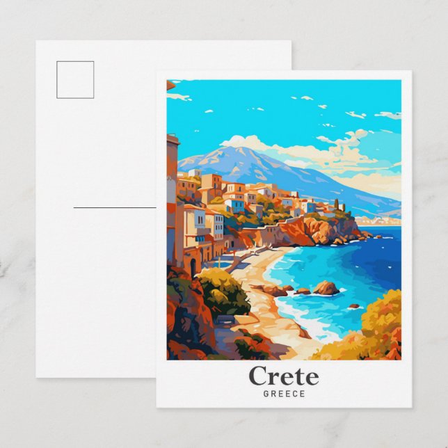 Crete Greece Vintage Travel Portrait  Postcard (Front/Back)