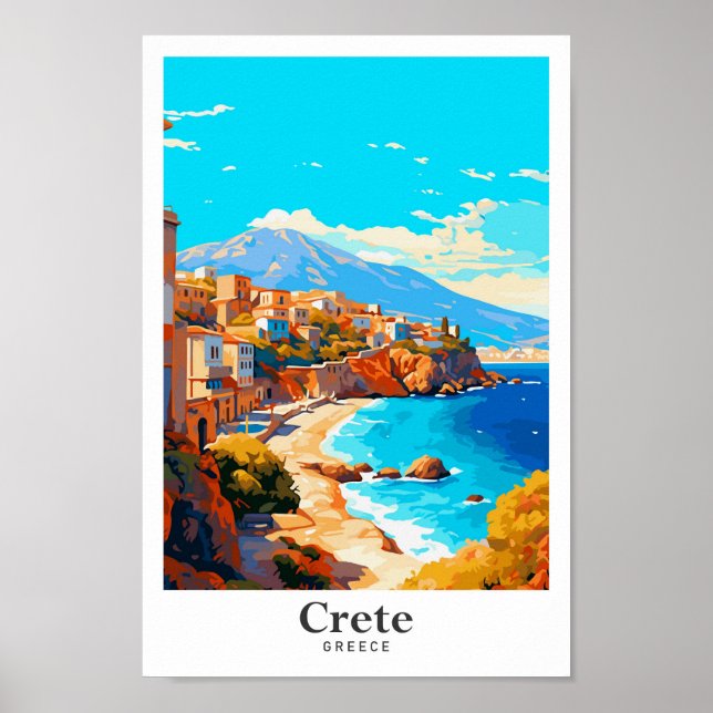 Crete Greece Vintage Travel Portrait  Poster (Front)