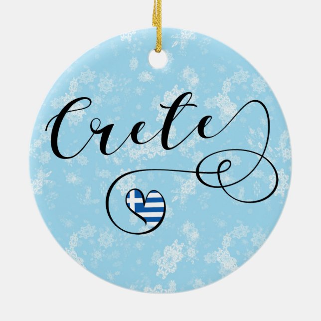 Crete Heart Flag, Greece, Cretan Ceramic Tree Decoration (Back)