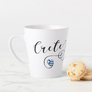 Crete Heart Flag, Greece, Cretan Latte Mug