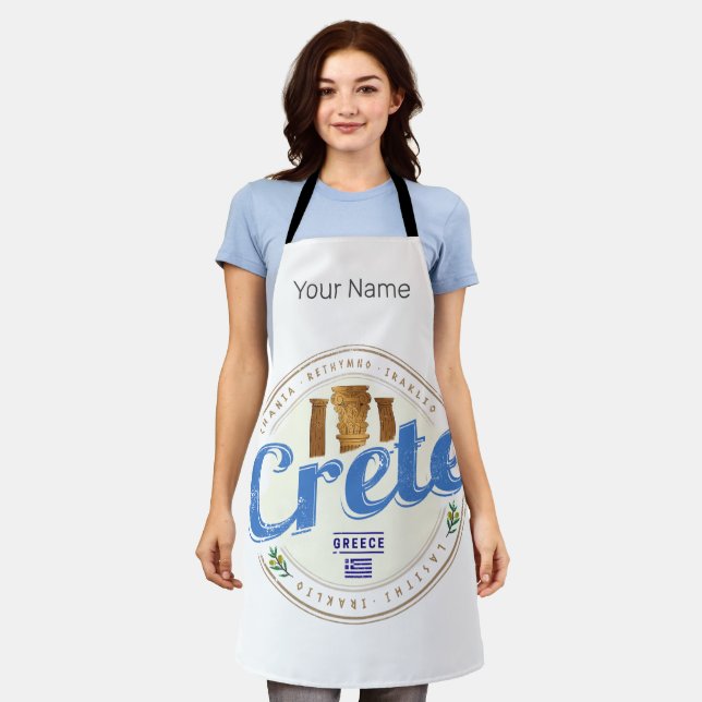 Crete Island Greece Retro Vintage Holiday Souvenir Apron (Worn)