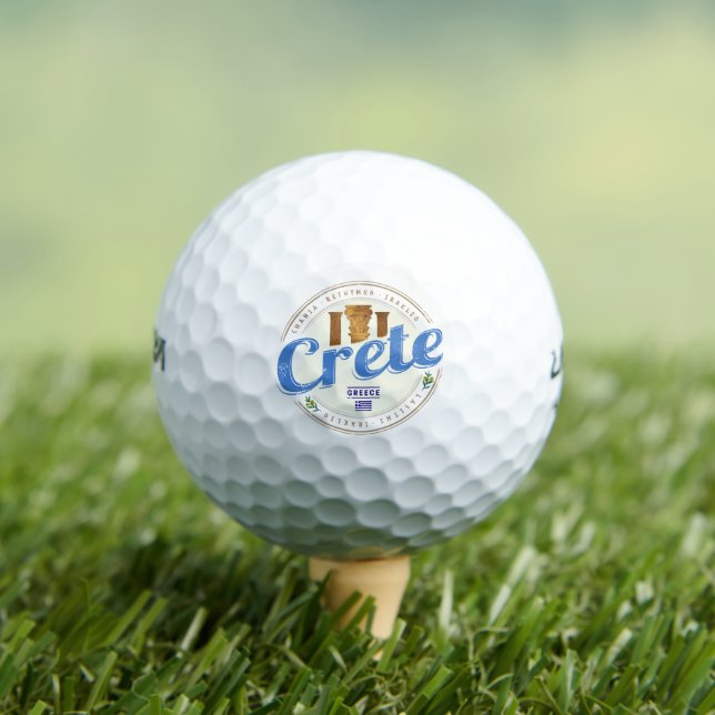 Crete Island Greece Retro Vintage Holiday Souvenir Golf Balls (Insitu Tee)