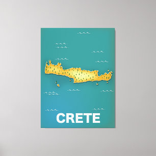 Crete map travel poster canvas print