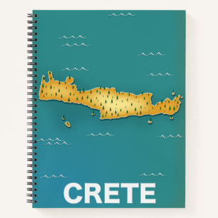 Crete map travel poster notebook
