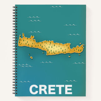 Crete map travel poster notebook
