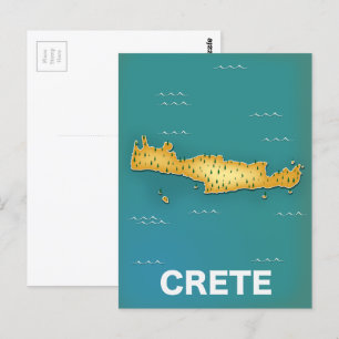 Crete map travel poster postcard