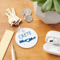Crete Map with Heart Blue and White