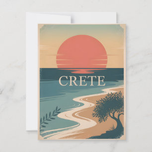 Crete vintage minimalistic  postcard