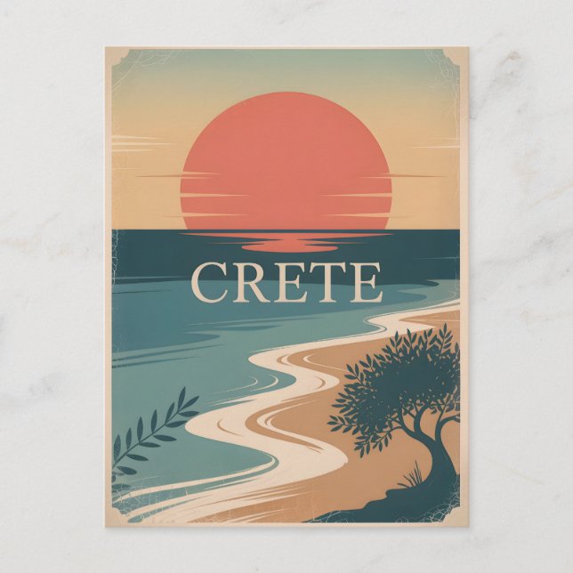 Crete vintage minimalistic  postcard (Front)