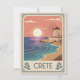 Crete vintage minimalistic postcard
