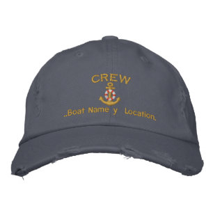Crew Anchor Your Boat Name Your Name or Both Embroidered Hat