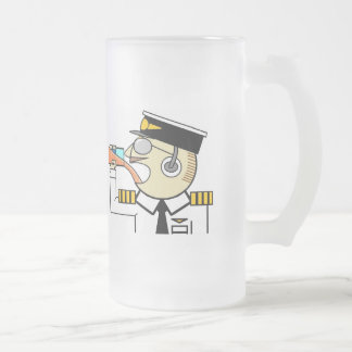 Crew drinks frosted beer mug