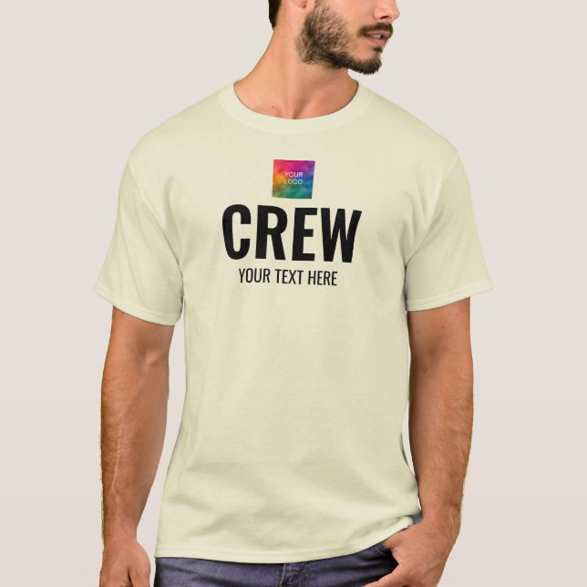 Crew Front Back Logo Design Mens Natural T-Shirt (Front)