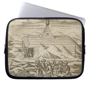 Crew killing and skinning bears, outside  the cabi laptop sleeve