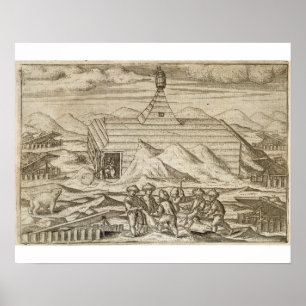 Crew killing and skinning bears, outside  the cabi poster