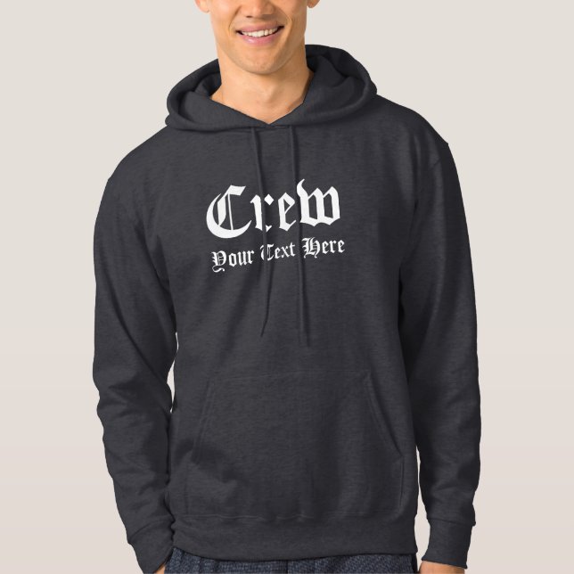 Crew Member Old Style Template Mens Dark Grey Hoodie (Front)