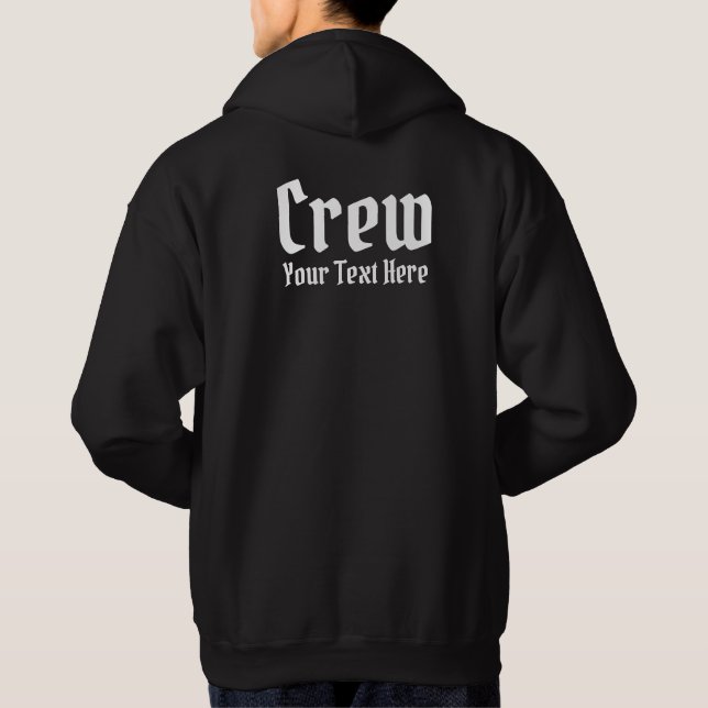 Crew Member Old Style Text Template Mens Black Hoodie (Back)