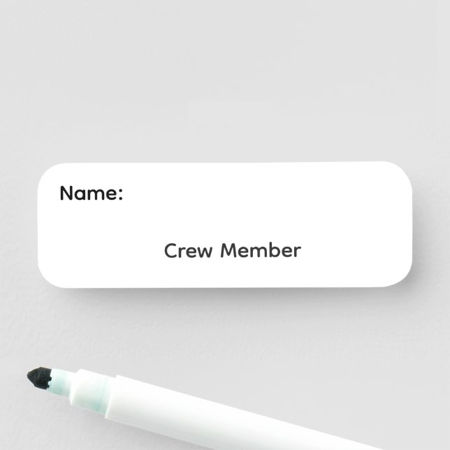 Crew Member Reusable Dry Erase Name Tag Pinback (In Situ)