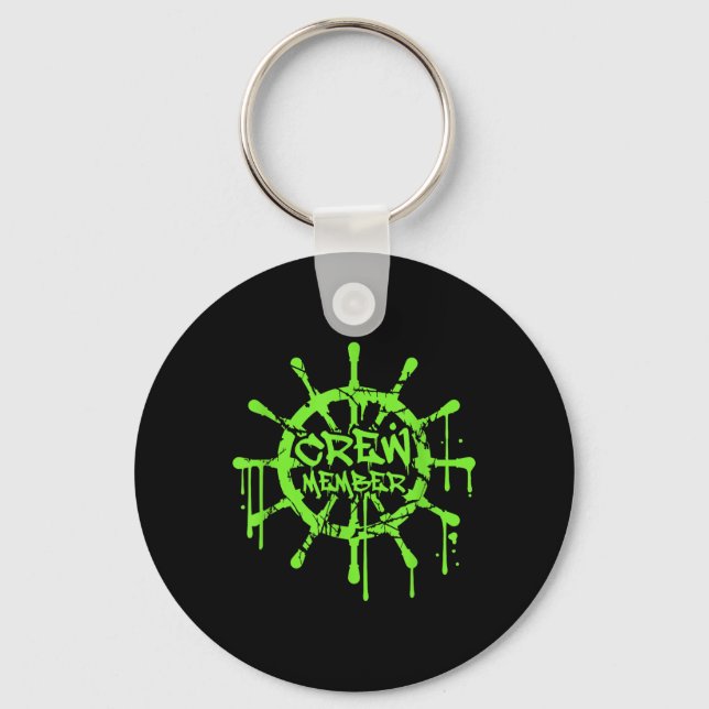 Crew Member Ship Steering Wheel Graffiti Spray Fun Key Ring (Front)