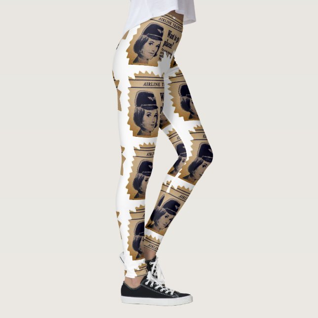 Crew Member Vintage Stewardess Advertisement Leggings (Right)
