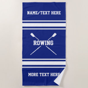 Crew Rower Name Rowing Club Name Custom Colour Beach Towel