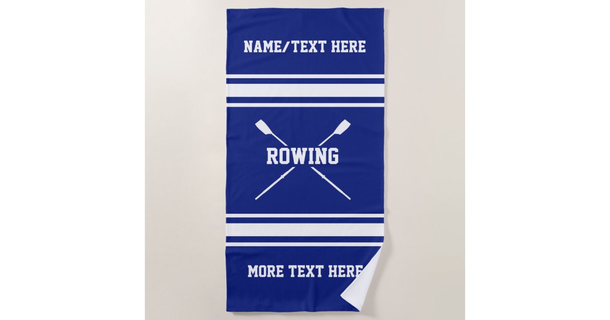 Crew Rower Name Rowing Club Name Custom Colour Beach Towel Zazzle