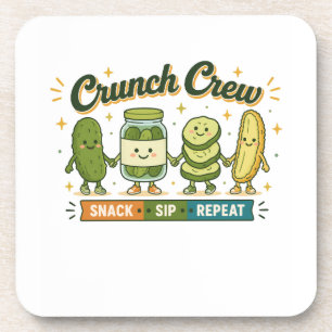 Crew Snack Sip Repeat Funny Food Lover [ Coaster