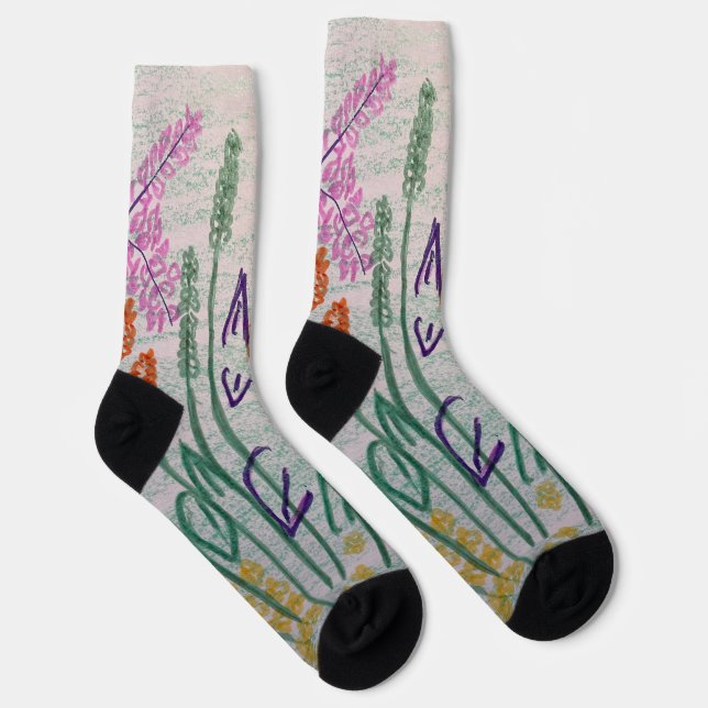 Crew Socks Abstract Botanicals Design (Right)