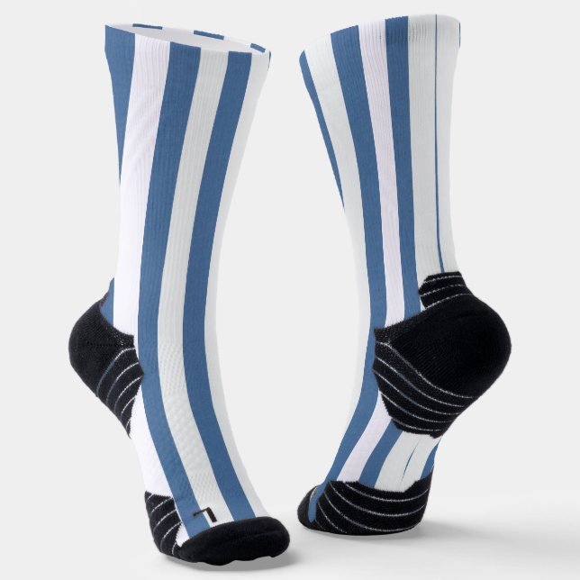 Crew Socks Blue & White Stripe (Angled)
