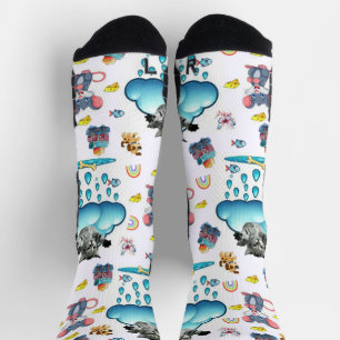 Crew Socks Cat Dog Mice Rainbow Fish