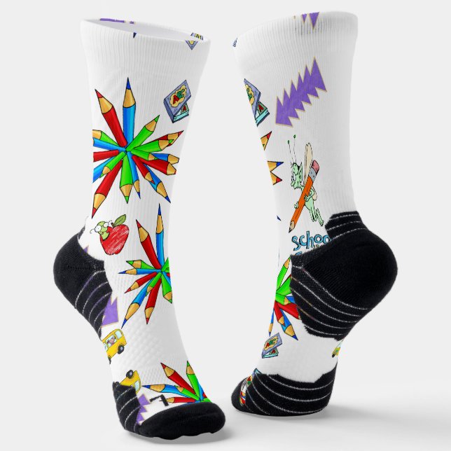 Crew Socks Colourful Back to School is Cool (Angled)