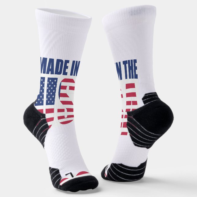 Crew Socks Red White & Blue Made in the USA (Angled)