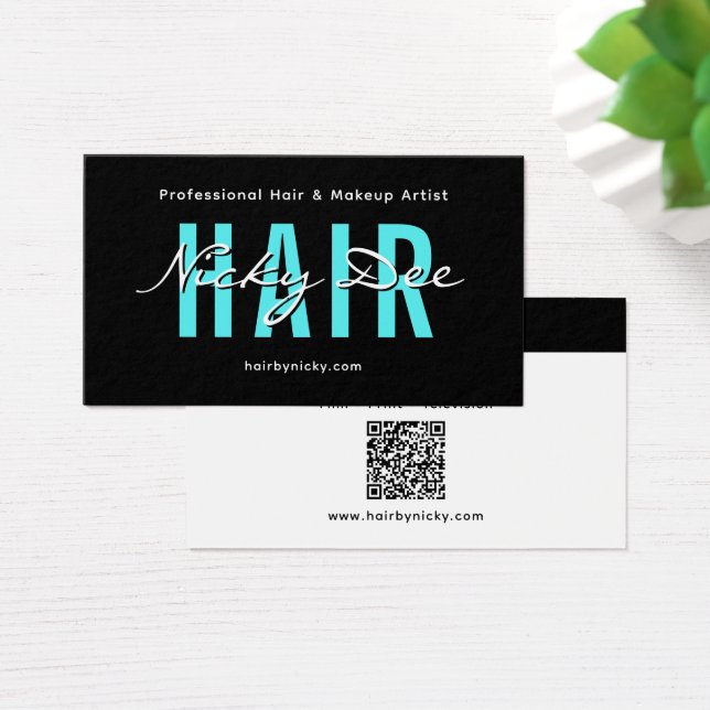 Crew Talent Block Text Business Card | QR Code (Desk)