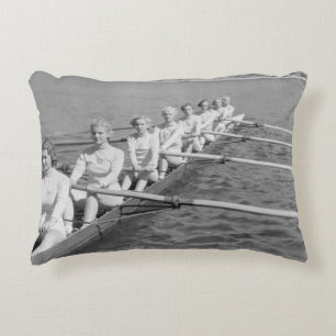 CREW TEAMvintage, sport, row, team, boat, retro, c Decorative Cushion