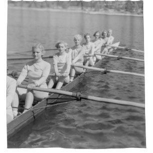 CREW TEAMvintage, sport, row, team, boat, retro, c Shower Curtain