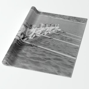 CREW TEAMvintage, sport, row, team, boat, retro, c Wrapping Paper