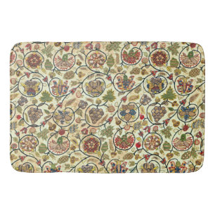 Crewel Work Embroidery Fruit and Flowers Bath Mat