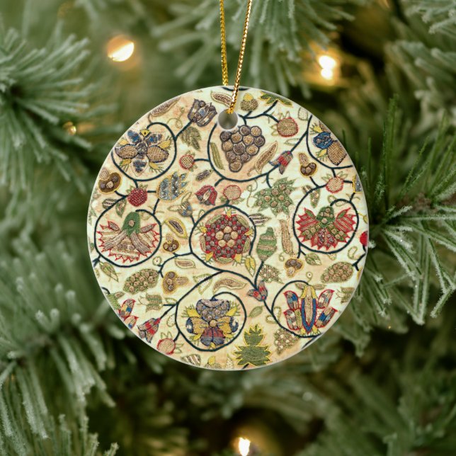 Crewel Work Embroidery Fruit and Flowers Ceramic Tree Decoration (Tree)