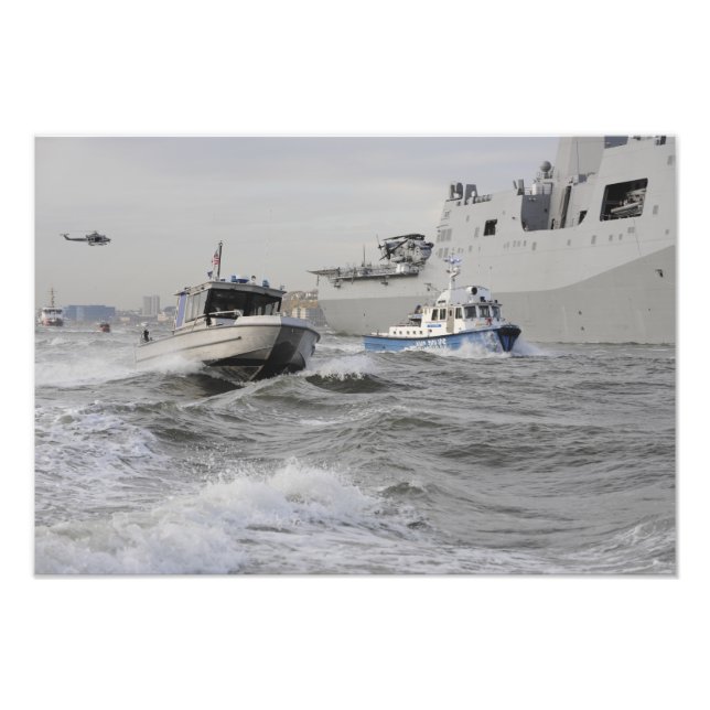 Crews from the coast guard and police departmen photo print (Front)