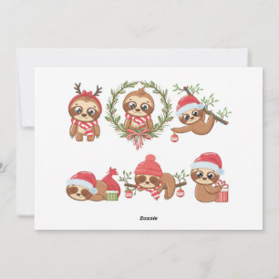 Crhistmas Sloth Flat Holiday Card