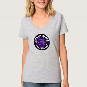 CRHS Basketball Logo - Ladies Grey V-Neck T-Shirt
