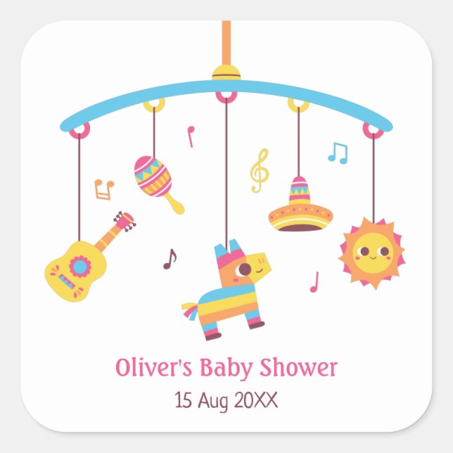 Crib Toys Mexican Themed Baby Shower Decorations Square Sticker (Front)