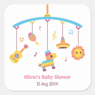 Crib Toys Mexican Themed Baby Shower Decorations Square Sticker