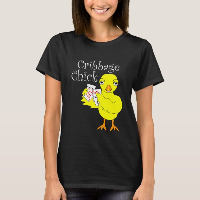 Cribbage Chick Curly Text T-Shirt (Front)