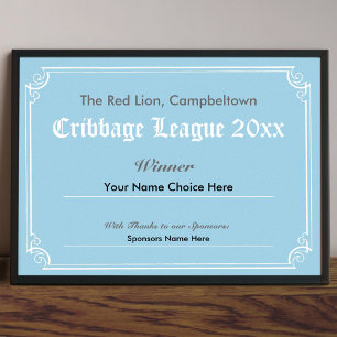 Cribbage Competition Winner's Certificate Poster