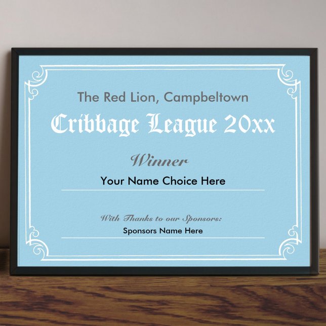 Cribbage Competition Winner's Certificate Poster (Creator Uploaded)