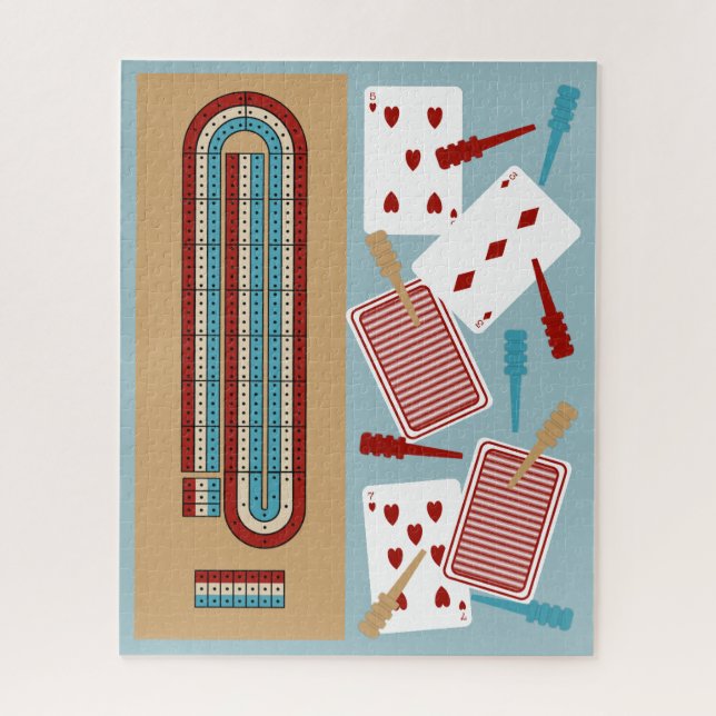 Cribbage Game Board and Playing Pieces Jigsaw Puzzle (Vertical)