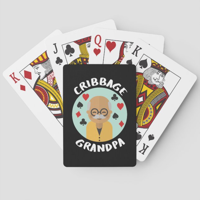 Cribbage grandpa - funny cribbage playing cards (Back)